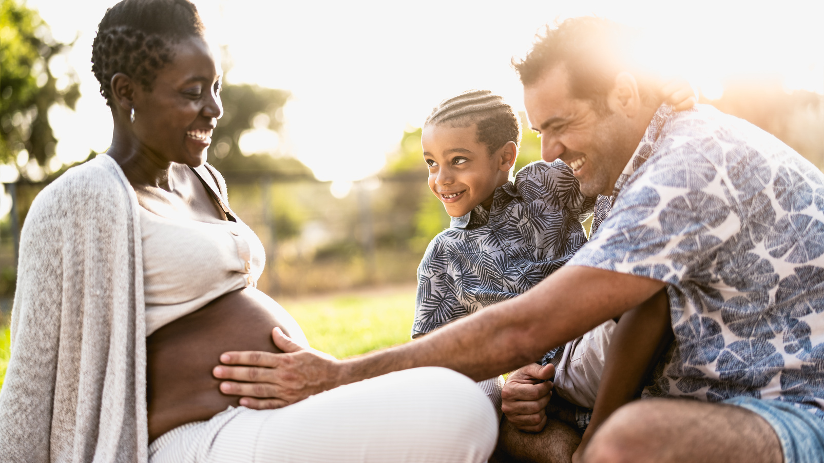 Multiracial Family Expecting a Baby